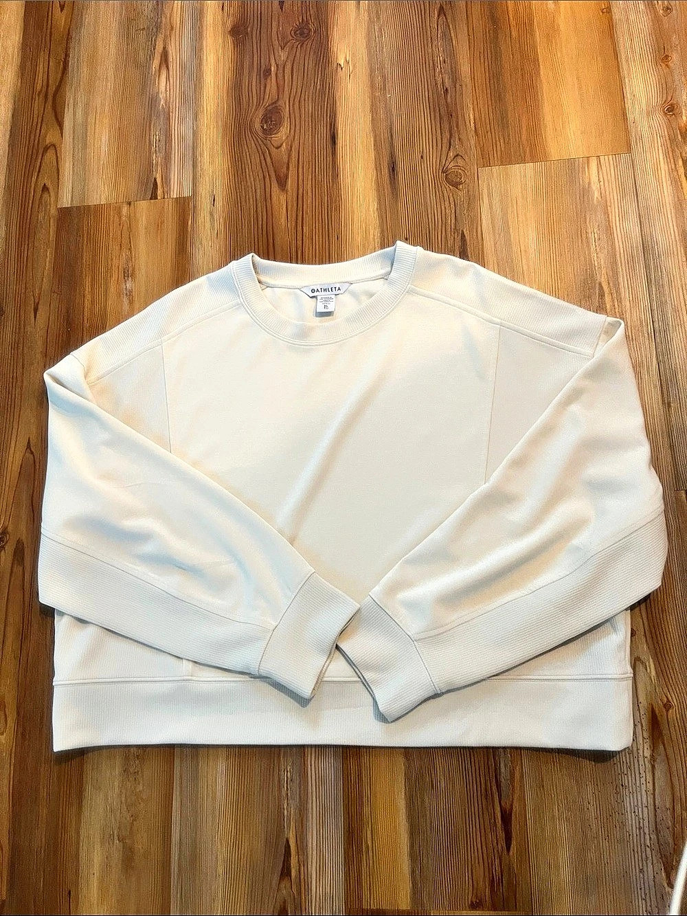Athleta Seasoft Rib Crewneck Sweatshirt Bone XL